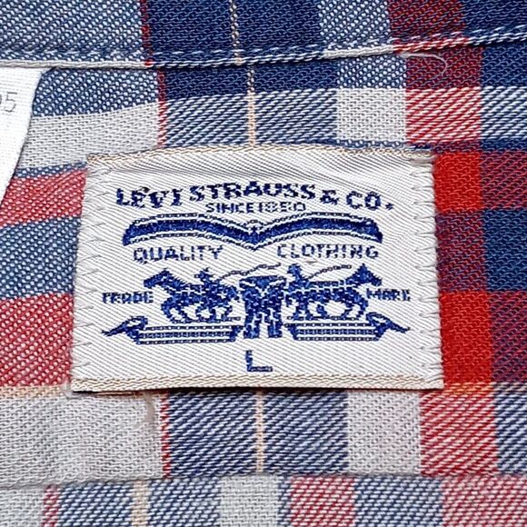 Vintage Levi's Size Large Plaid Long Sleeve Made in USA Western Button Shirt - Picture 5 of 8